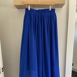 Blue Chiffon Like Maxi Skirt Electric Blue Royal NWT L/XL